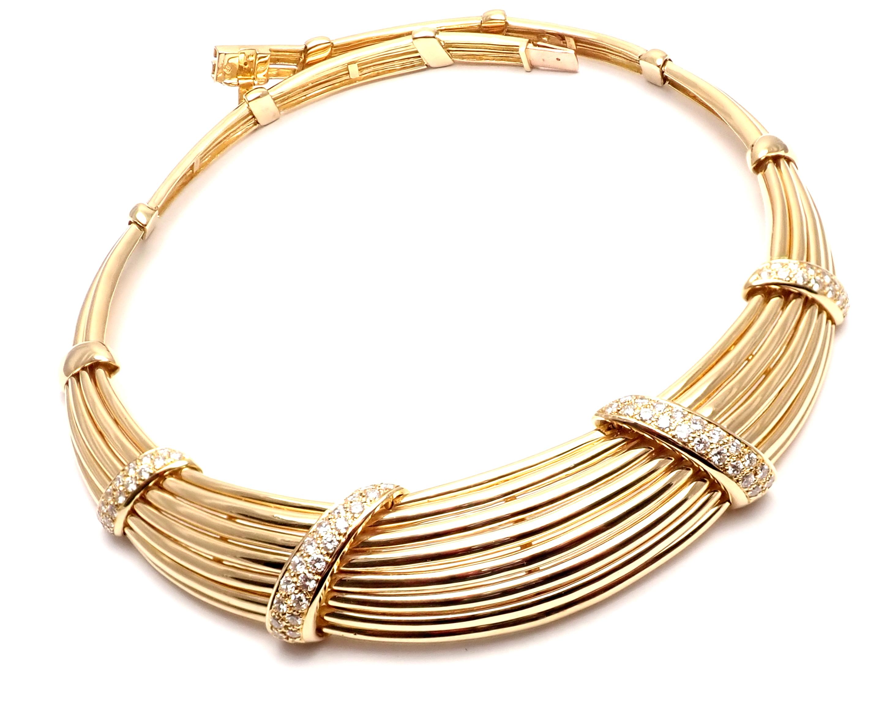 Women's or Men's Van Cleef & Arpels Diamond Yellow Gold Choker Necklace For Sale