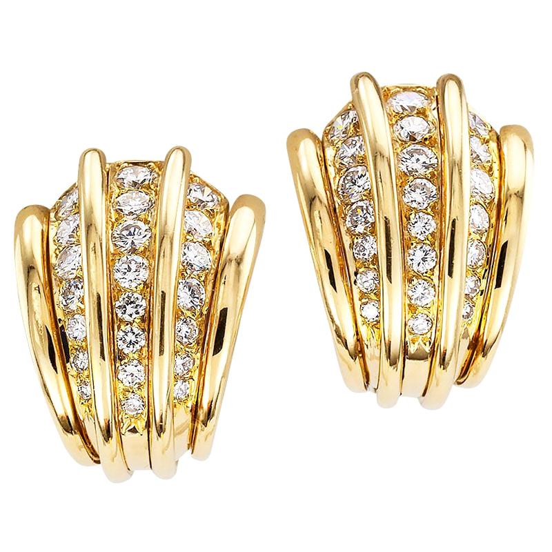 Van Cleef & Arpels Diamond Yellow Gold Clip-On Earrings