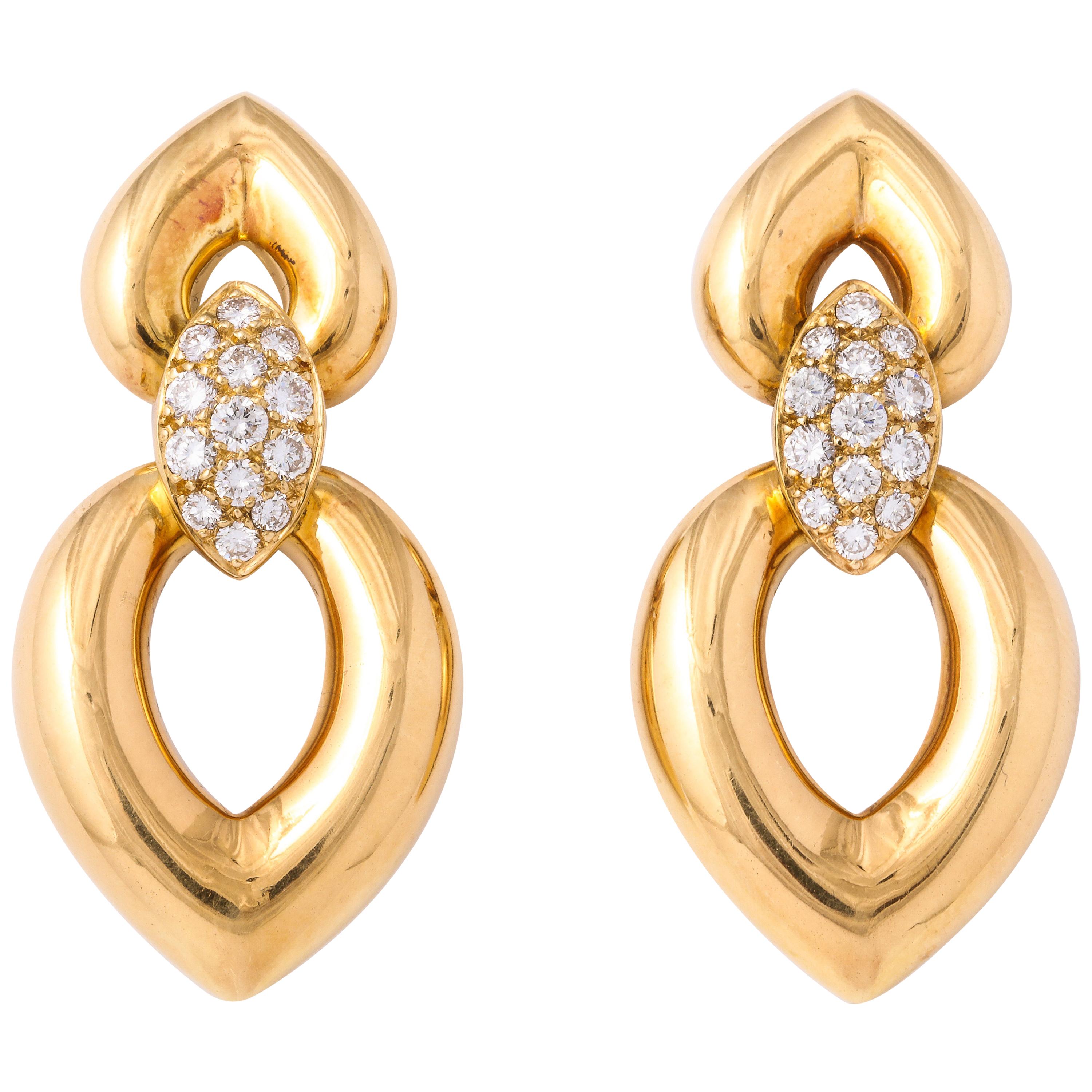Van Cleef & Arpels Diamond Yellow Gold Clip-On Earrings