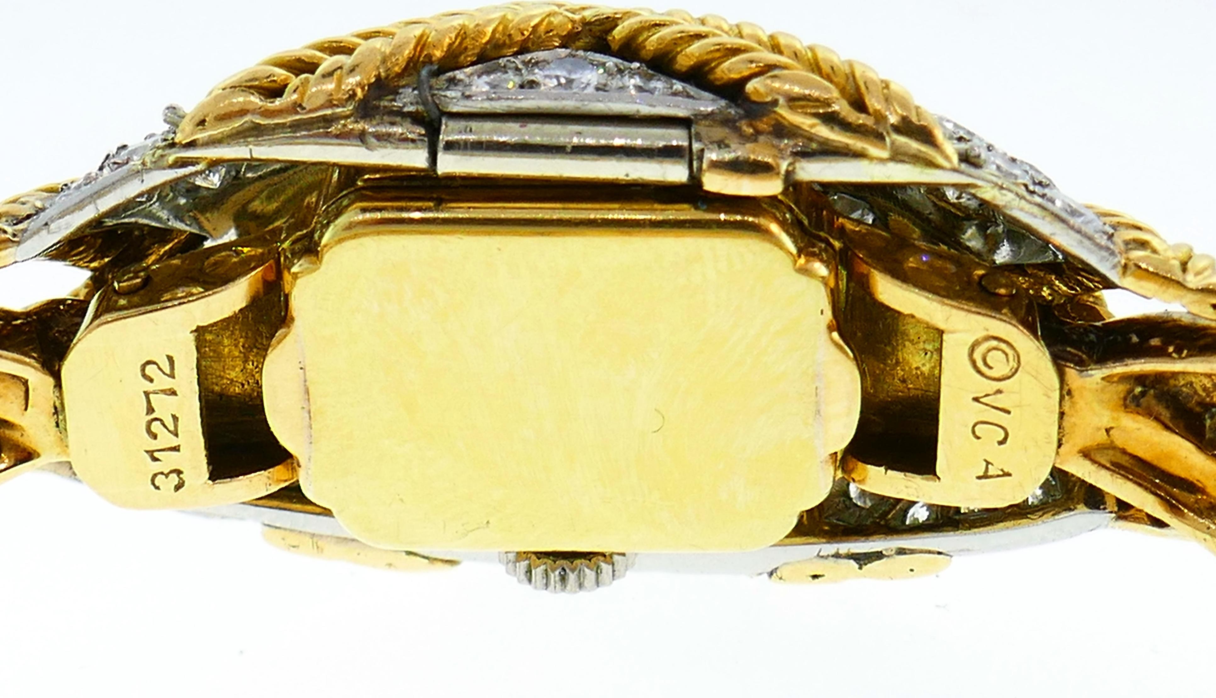 Van Cleef & Arpels Diamond Gold Watch Bracelet 6