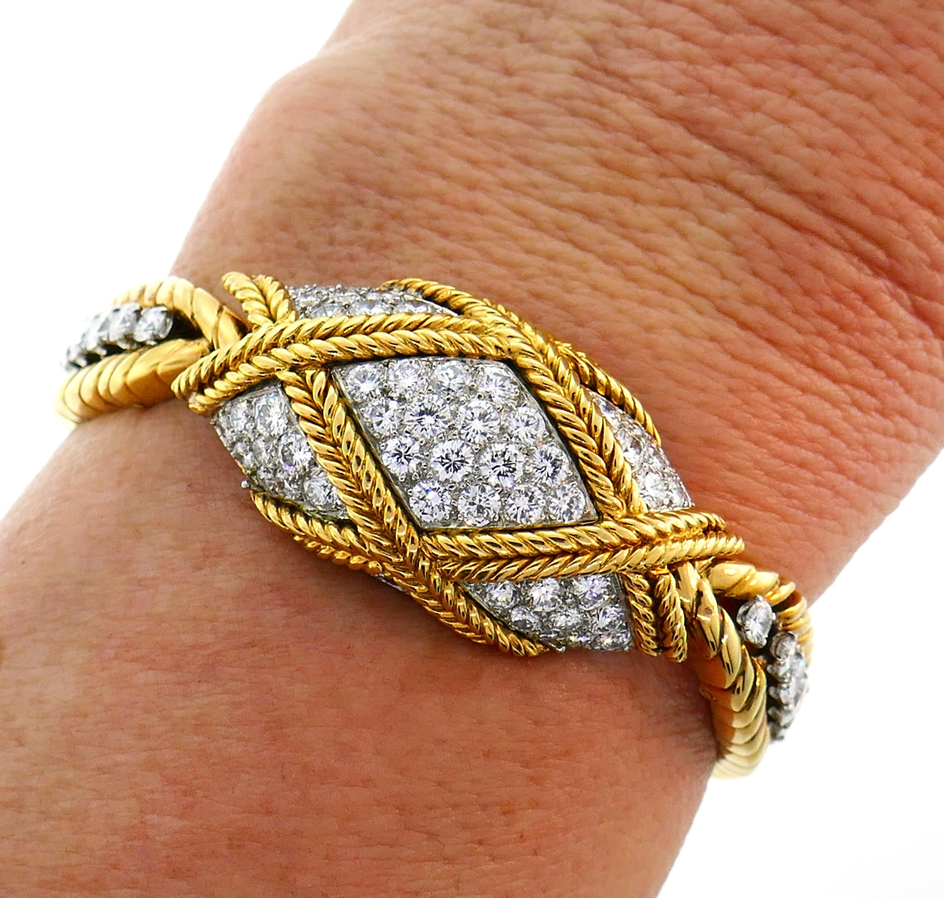 Van Cleef & Arpels Diamond Gold Watch Bracelet In Good Condition In Beverly Hills, CA