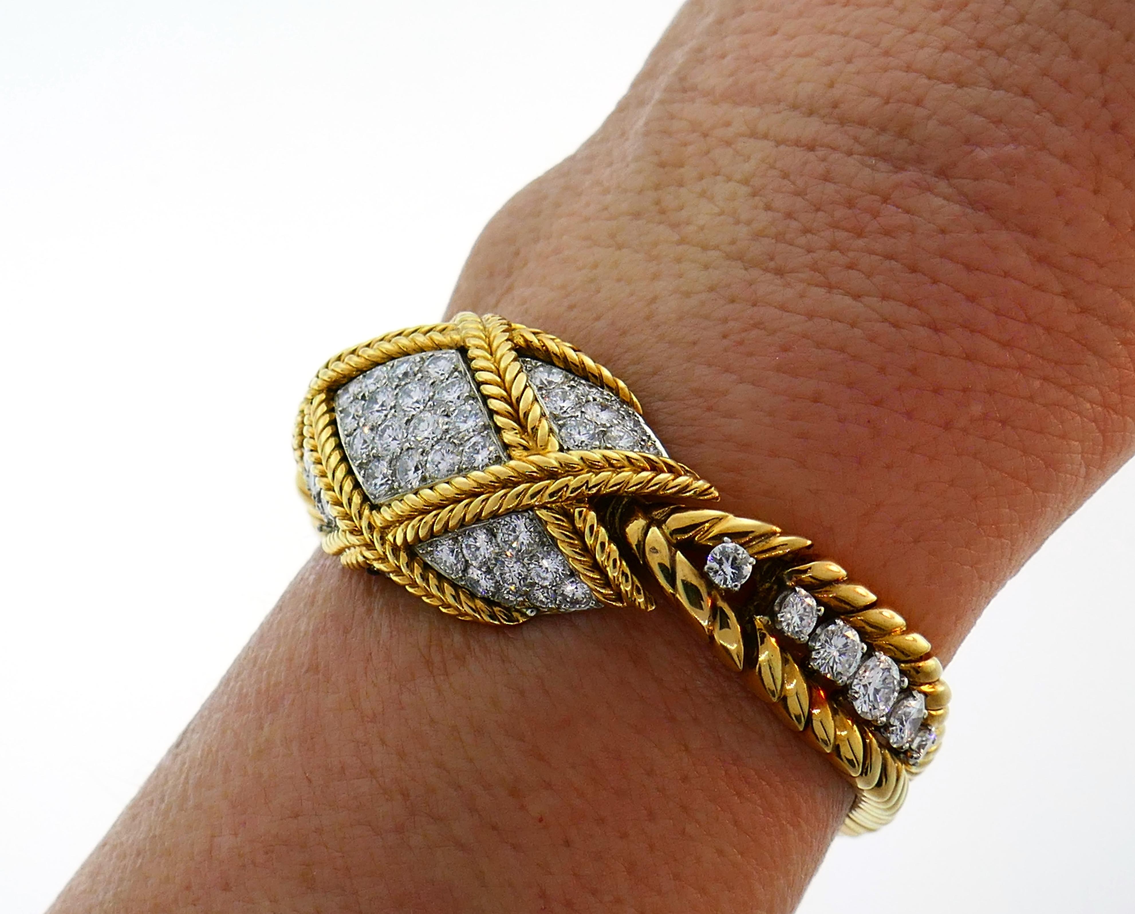 Women's Van Cleef & Arpels Diamond Gold Watch Bracelet