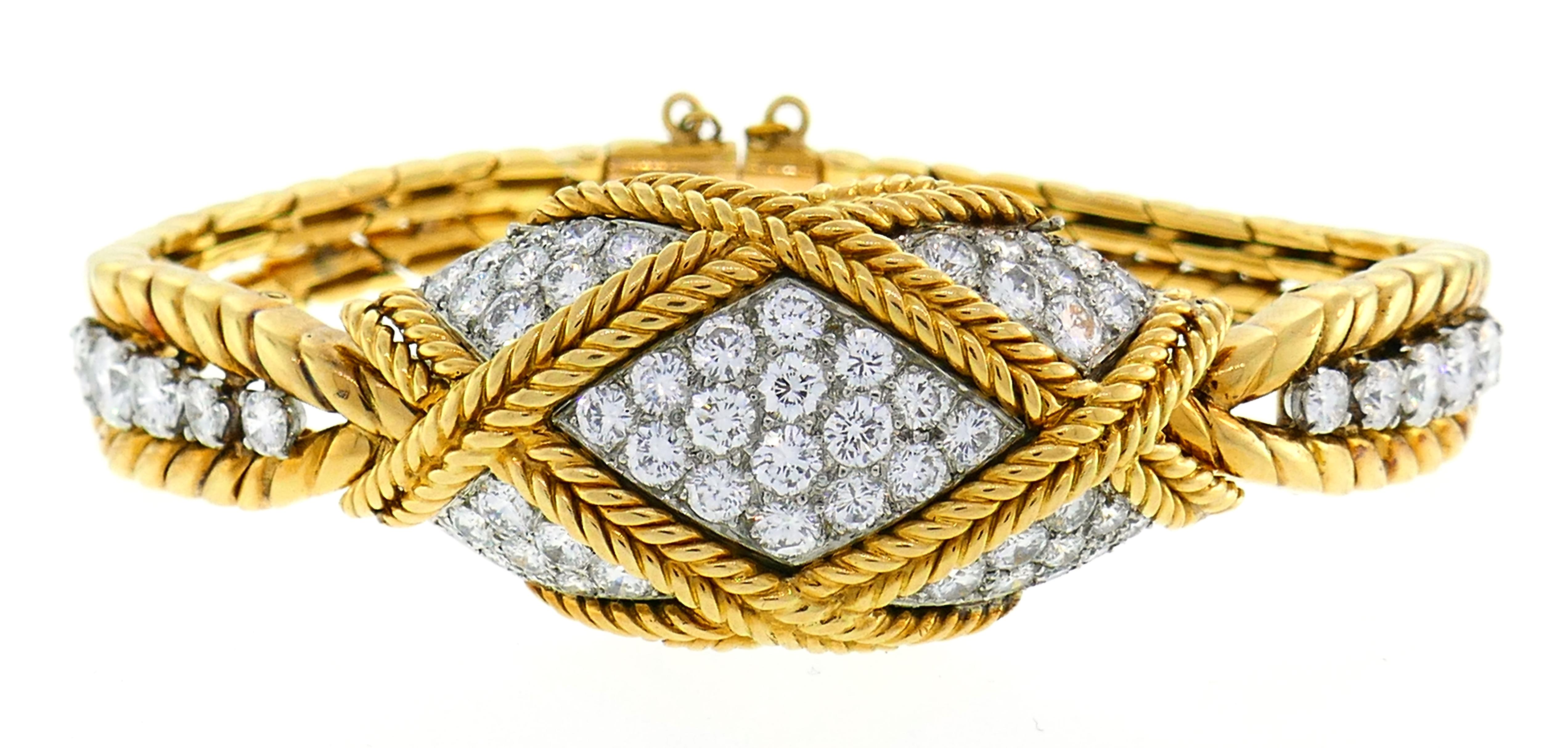 Van Cleef & Arpels Diamond Gold Watch Bracelet 1