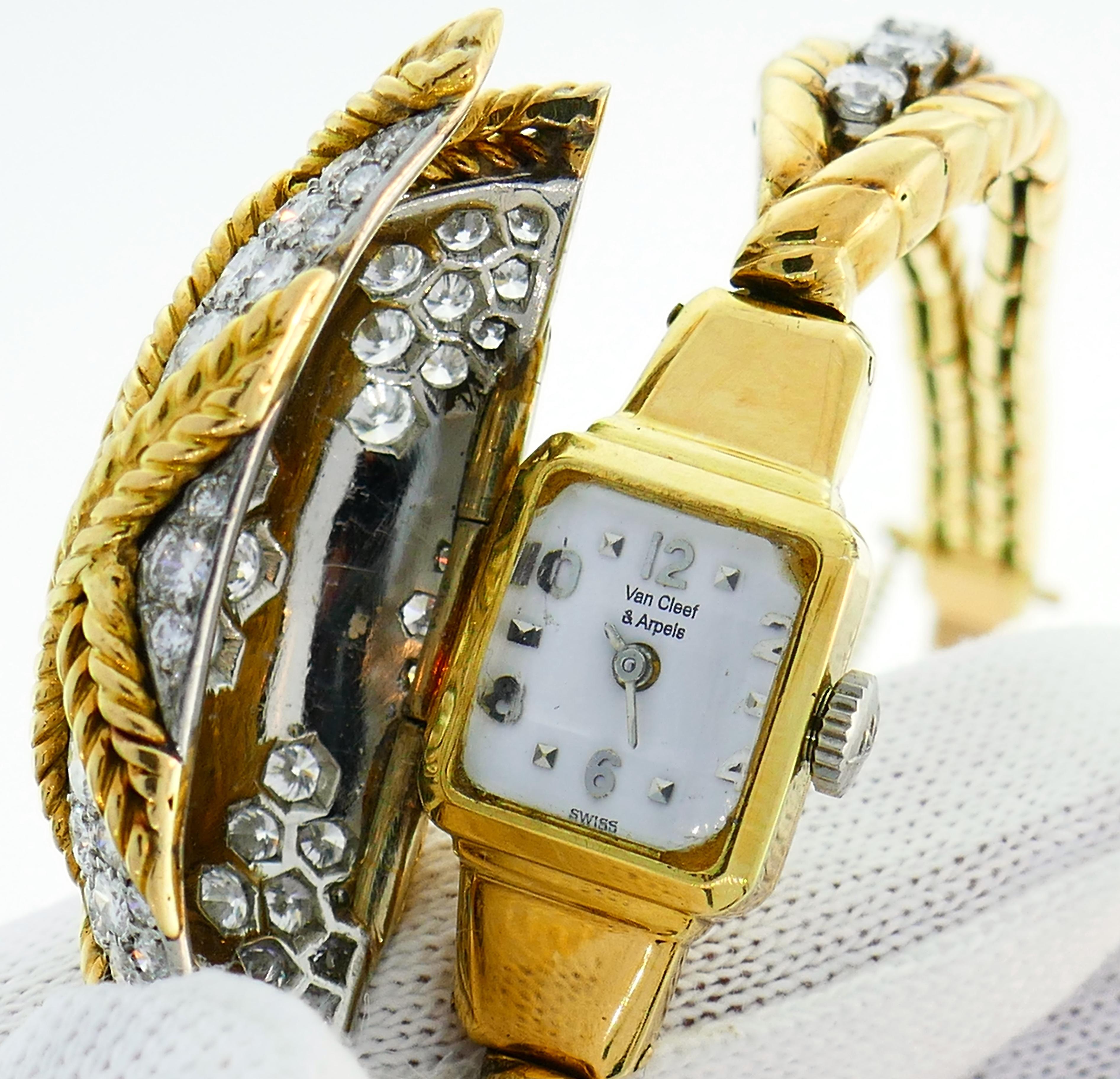 Van Cleef & Arpels Diamond Gold Watch Bracelet 4