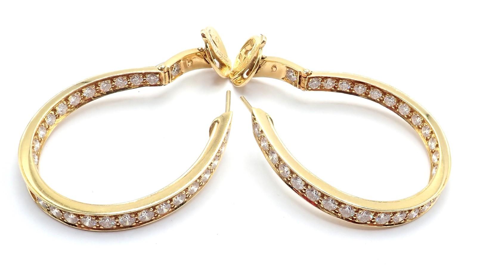 Van Cleef & Arpels Boucles d'oreilles larges en or jaune et diamants en vente 3