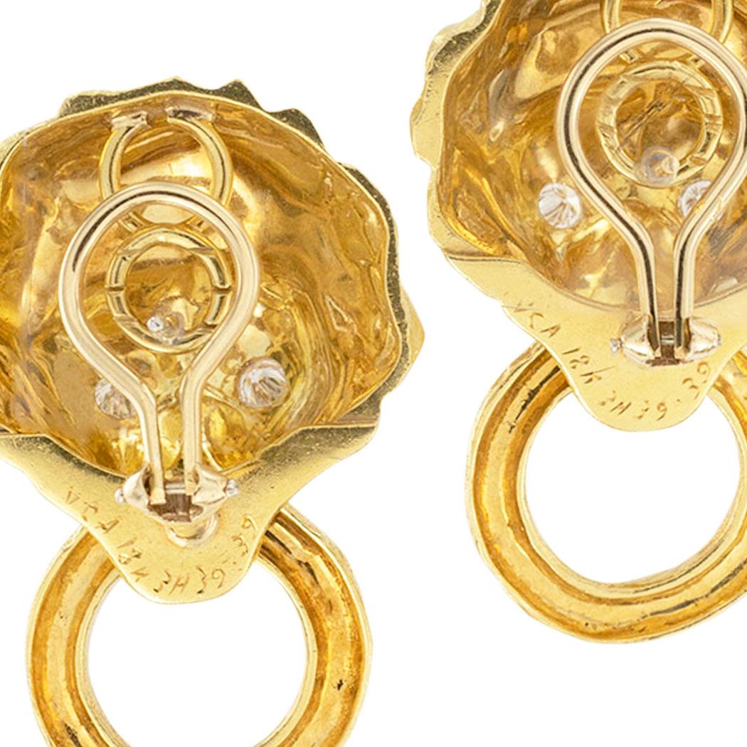 Women's Van Cleef & Arpels Diamond Yellow Gold Lion Head Door Knocker Earrings