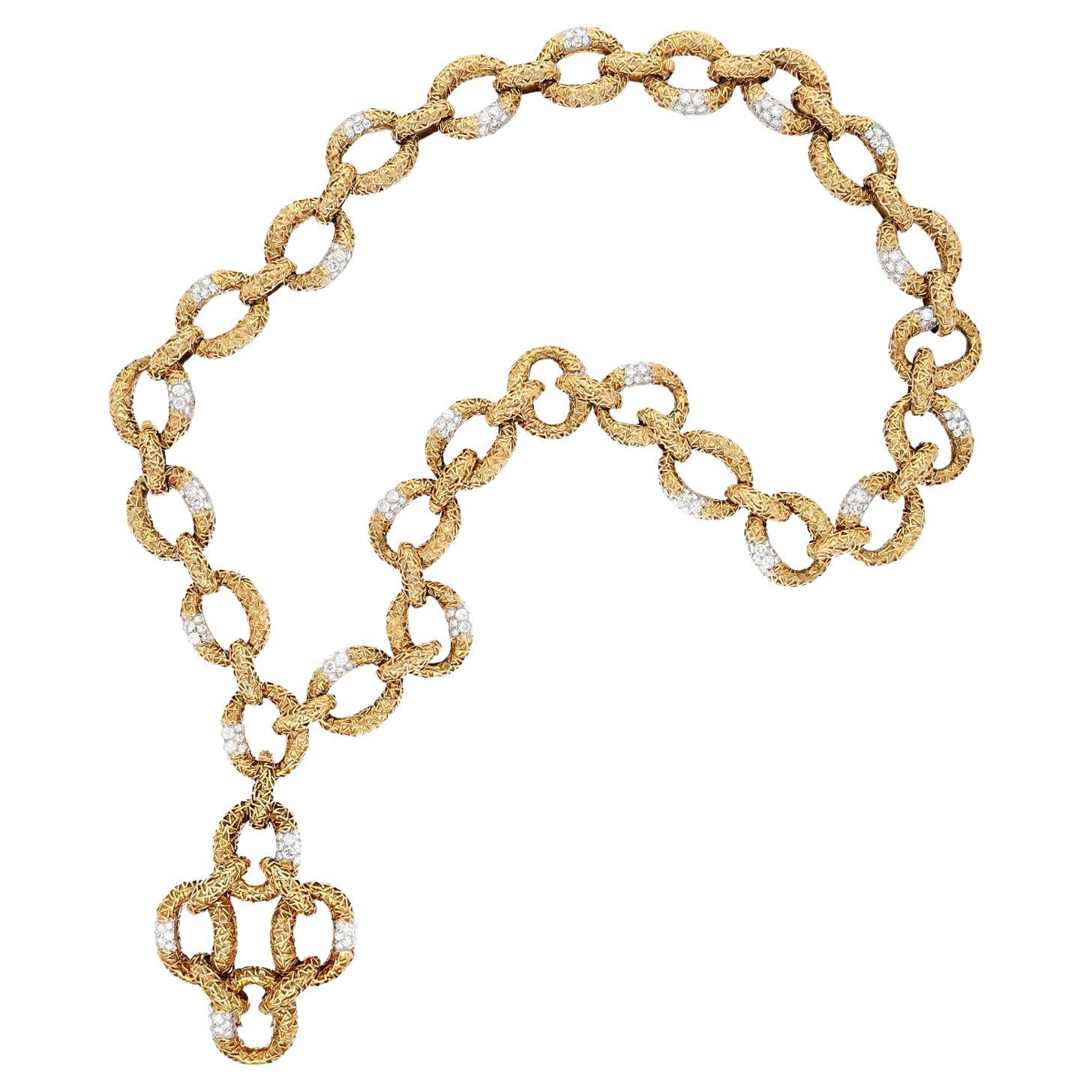 Van Cleef & Arpels Diamond Yellow Gold Necklace - Bracelet For Sale