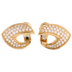 Van Cleef 
Arpels Diamond Yellow Gold Omega Back Earrings