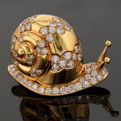 VAN CLEEF & ARPELS Spilla d'epoca con diamante e oro giallo a forma di lumaca