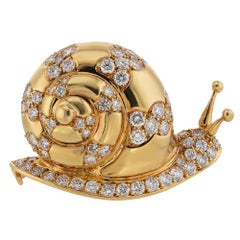 VAN CLEEF & ARPELS Spilla d'epoca con diamante e oro giallo a forma di lumaca