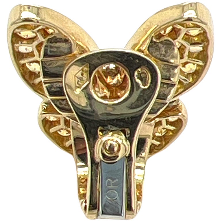 Round Cut Van Cleef & Arpels Diamond Yellow Sapphire 18 Karat Gold Butterfly Earrings For Sale