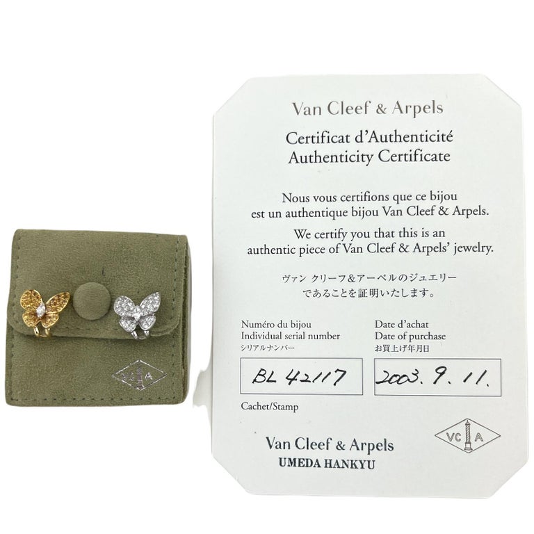 Van Cleef & Arpels Diamond Yellow Sapphire 18 Karat Gold Butterfly Earrings For Sale 1