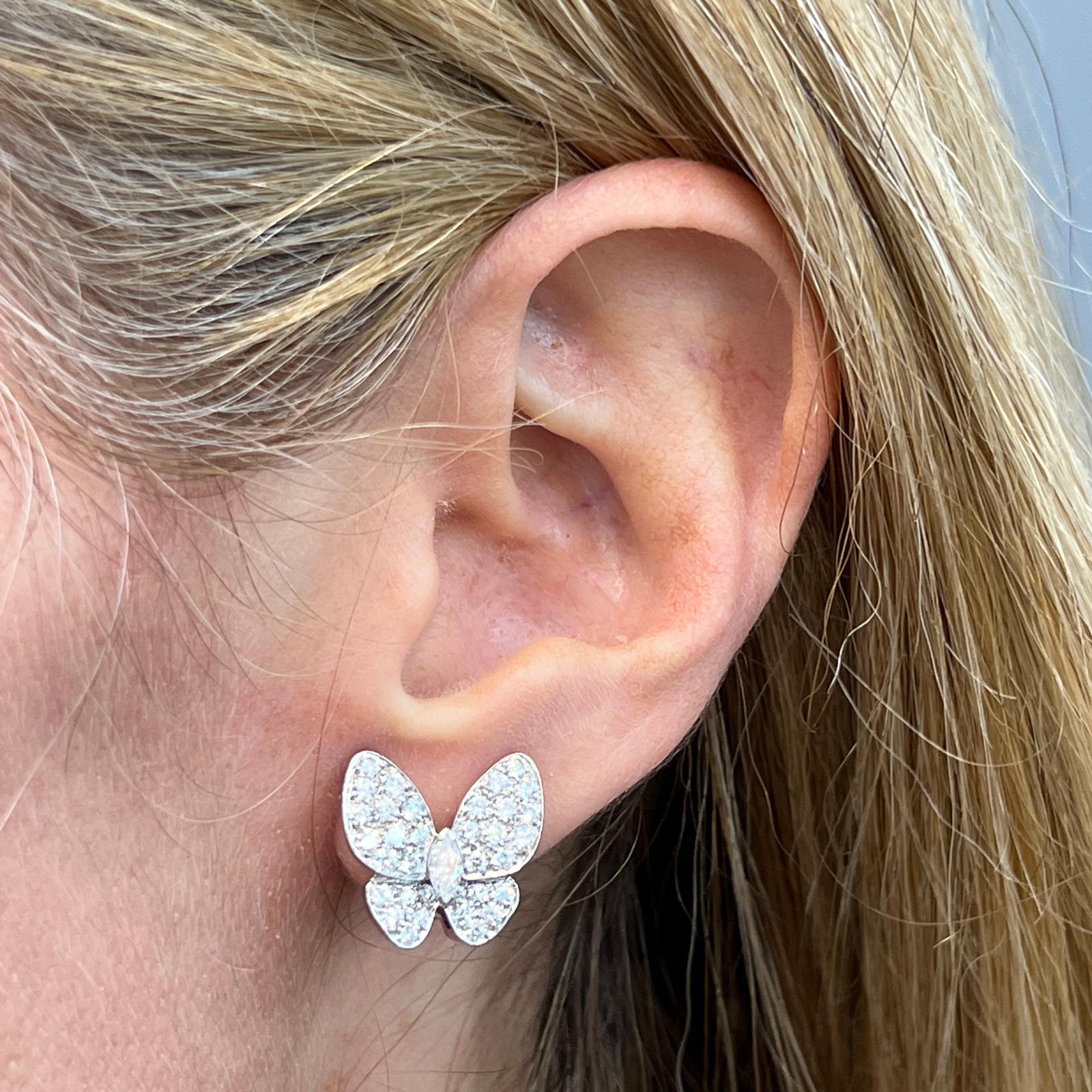 Van Cleef & Arpels Diamond Yellow Sapphire 18 Karat Gold Butterfly Earrings In Excellent Condition In Boca Raton, FL