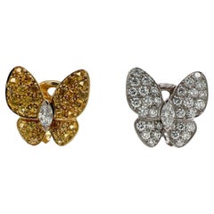 Van Cleef & Arpels Diamond Yellow Sapphire 18 Karat Gold Butterfly Earrings