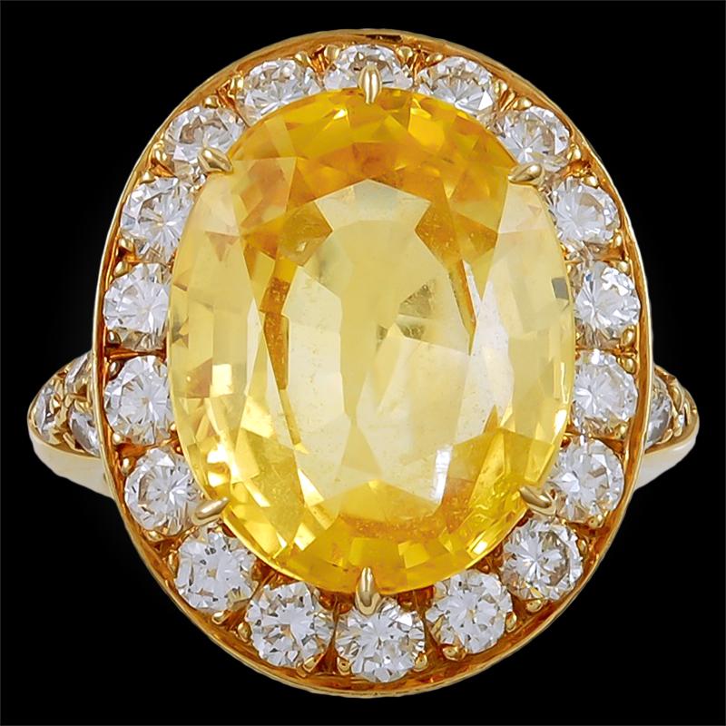 Van Cleef & Arpels Diamant-Halskette mit gelbem Saphir (Rundschliff) im Angebot