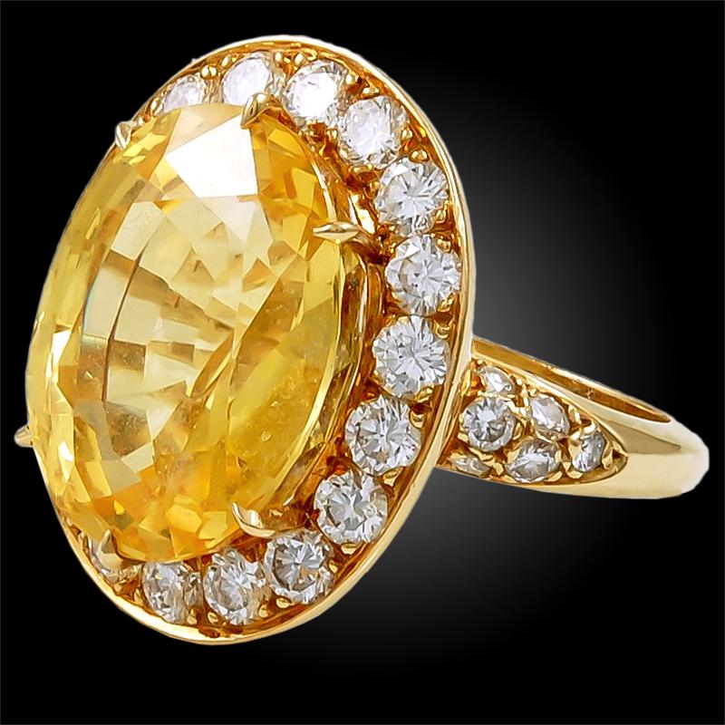 Van Cleef & Arpels Diamant-Halskette mit gelbem Saphir im Zustand „Hervorragend“ im Angebot in New York, NY