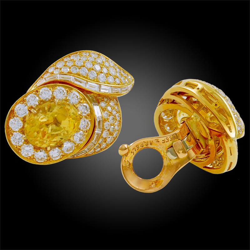 Women's Van Cleef & Arpels Diamond Yellow Sapphire Necklace Suite For Sale