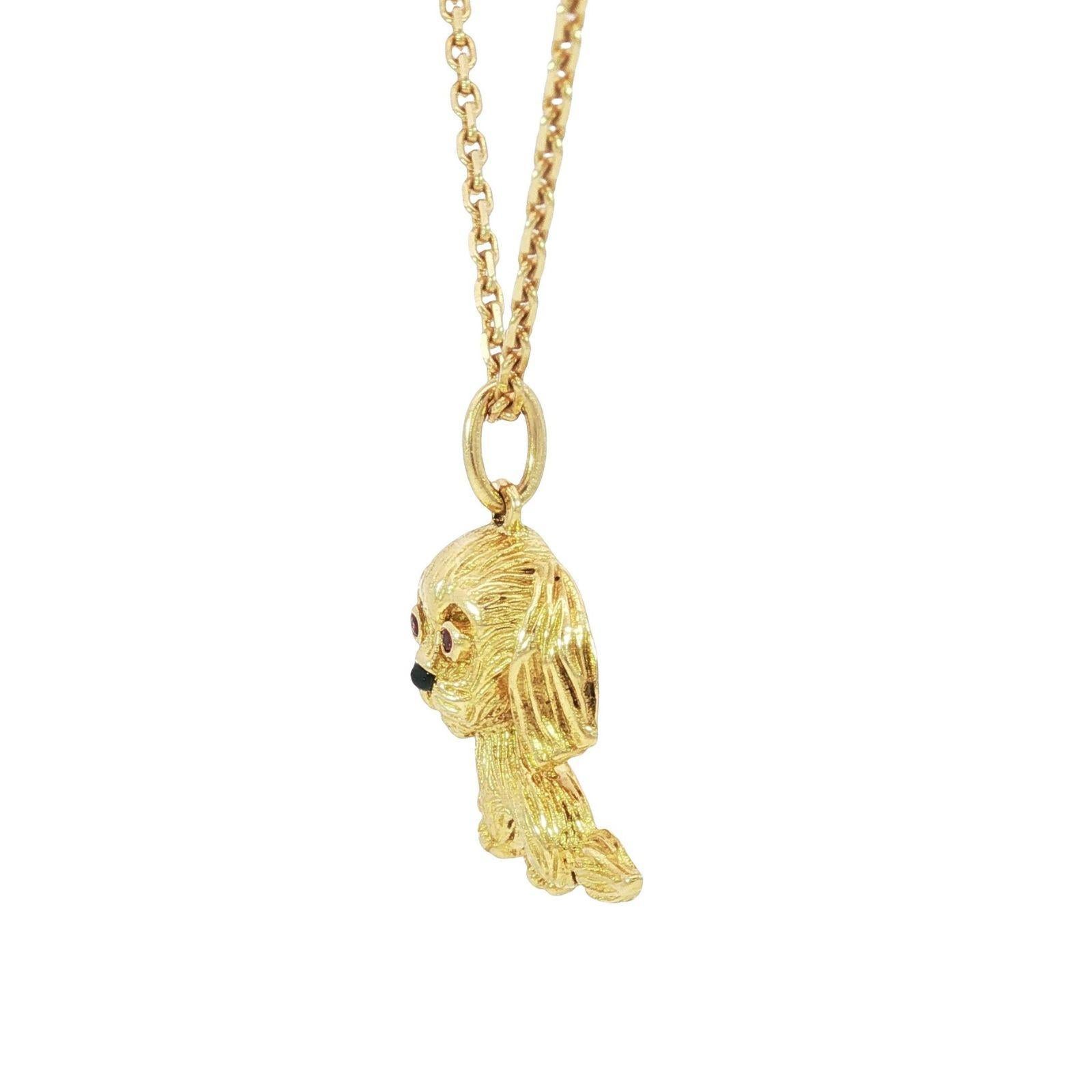 Van Cleef & Arpels Collana con ciondolo a forma di cane in oro giallo francese 18 carati in vendita 4
