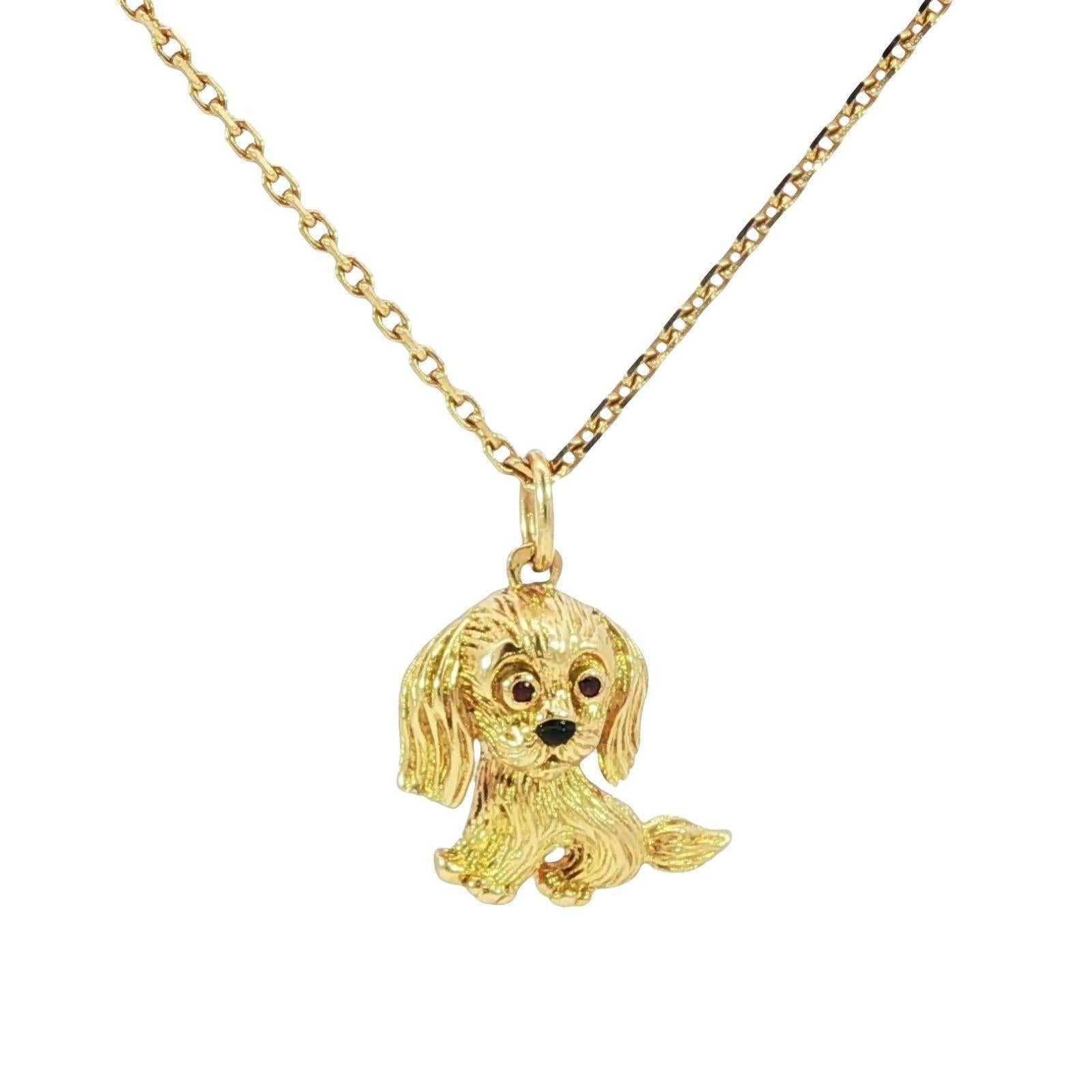 Van Cleef & Arpels Collana con ciondolo a forma di cane in oro giallo francese 18 carati In condizioni ottime in vendita a Fairfield, CT