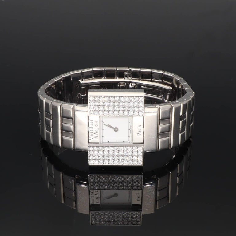 Van Cleef and Arpels Domino Diamant 18K WG Armbanduhr 17cm Quarz