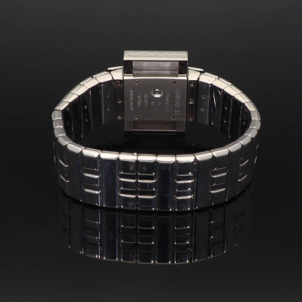 Van Cleef & Arpels Domino 39 Diamond 18K WG Bracelet Watch 17cm Quartz For Sale 8