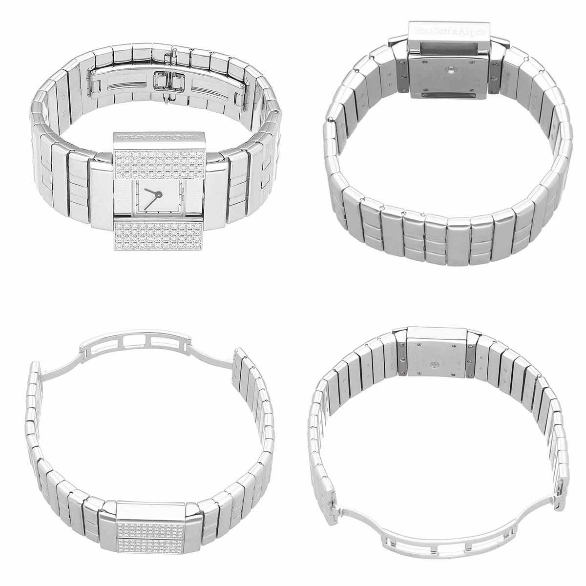 Women's Van Cleef & Arpels Domino Diamond 18K WG Bracelet Watch 17cm Quartz For Sale