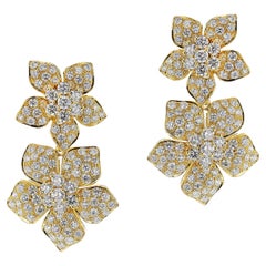 Van Cleef & Arpels Doppelblumen-Diamant-Blumen-Blütenblatt-Ohrringe, abnehmbar, 18k