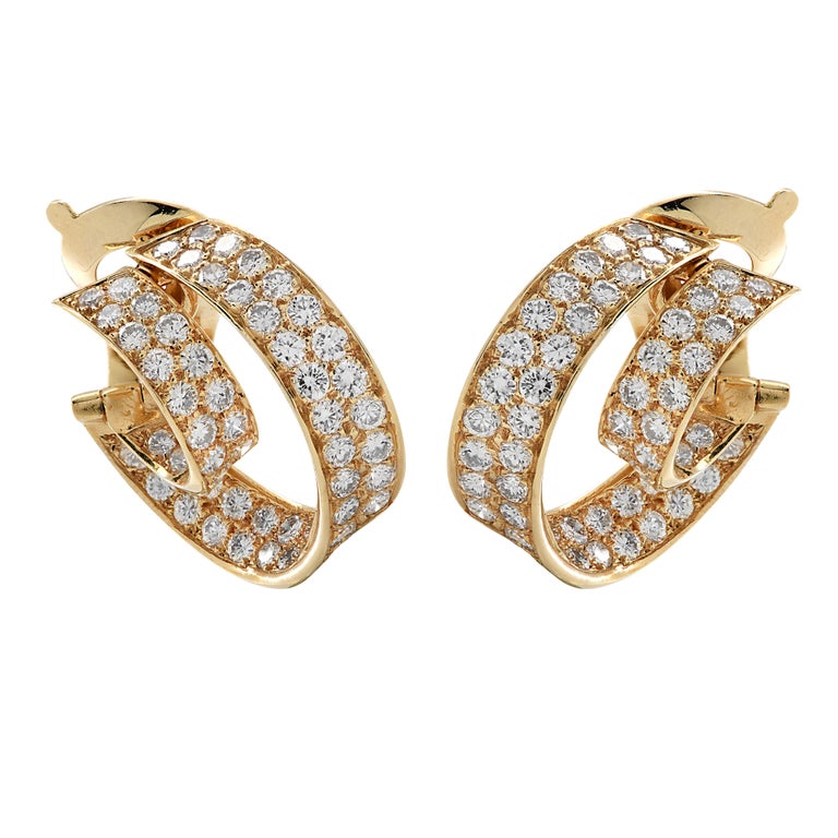 Van Cleef and Arpels Double Hoop Diamond Earrings at 1stDibs