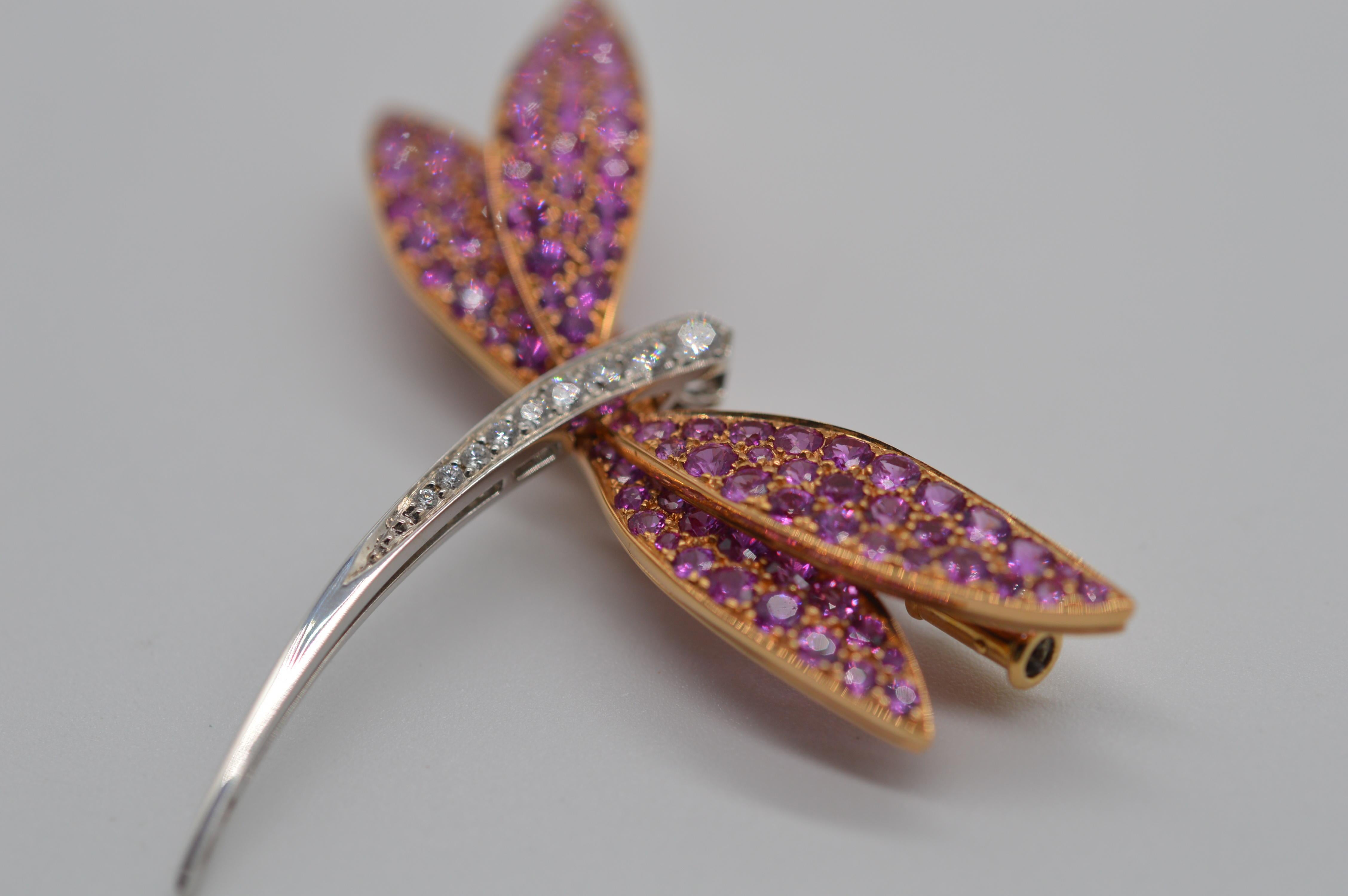 Art Deco Van Cleef & Arpels Dragonfly Brooch in 18K Yellow & White Gold Unworn For Sale