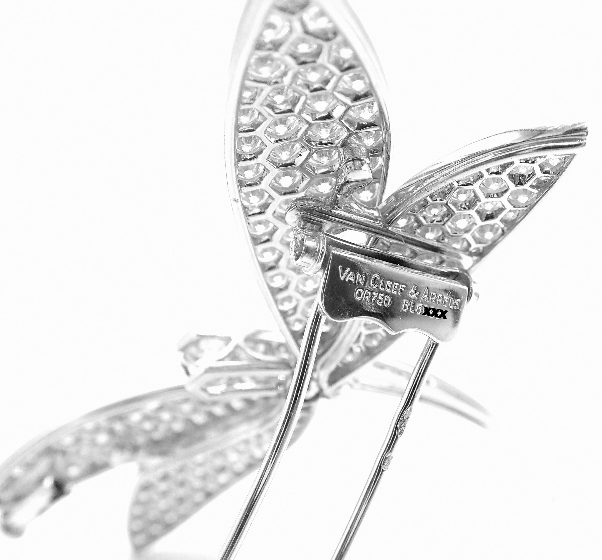 Van Cleef & Arpels Dragonfly Diamond Extra Large White Gold Pin Brooch 4