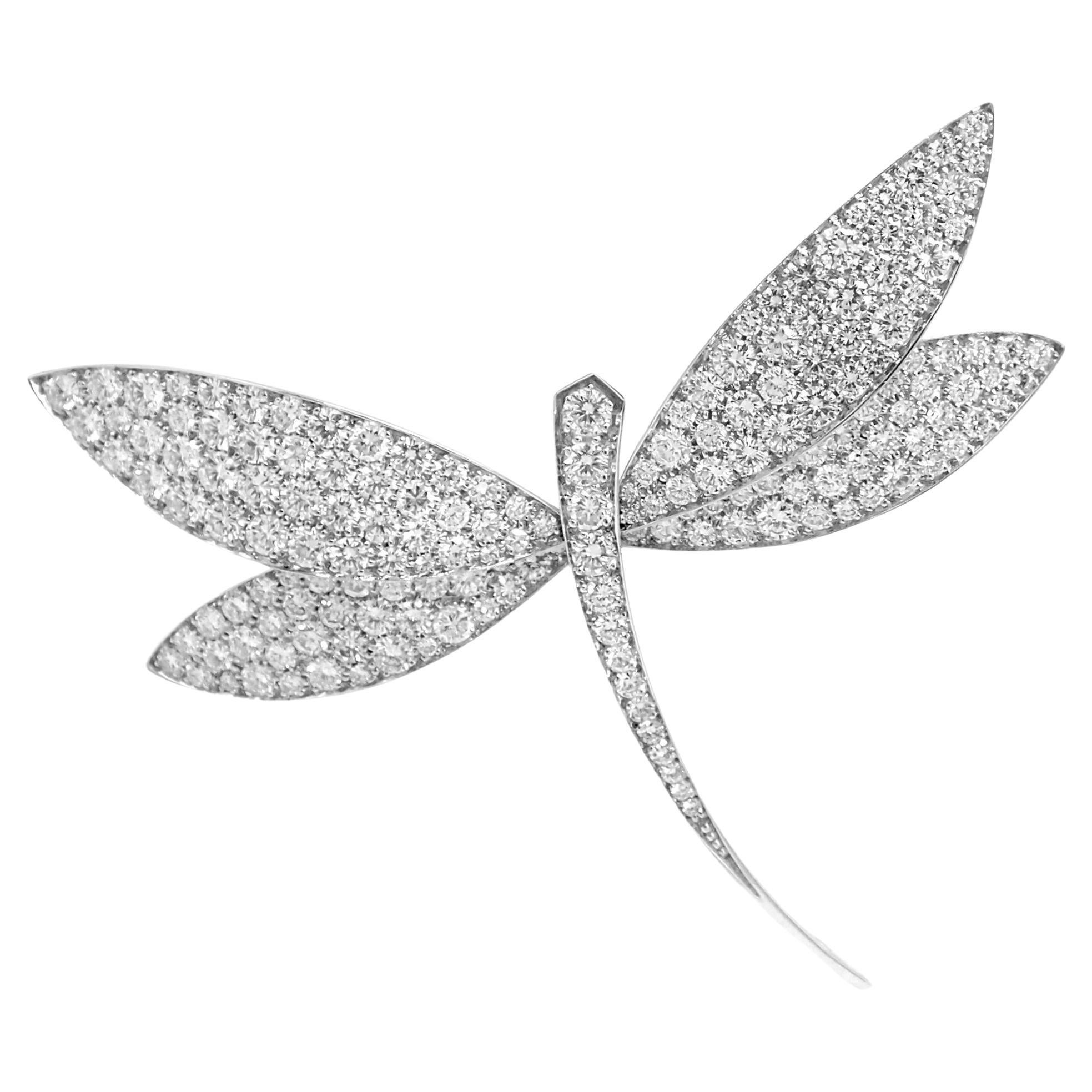 Van Cleef & Arpels Dragonfly Diamond Extra Large White Gold Pin Brooch