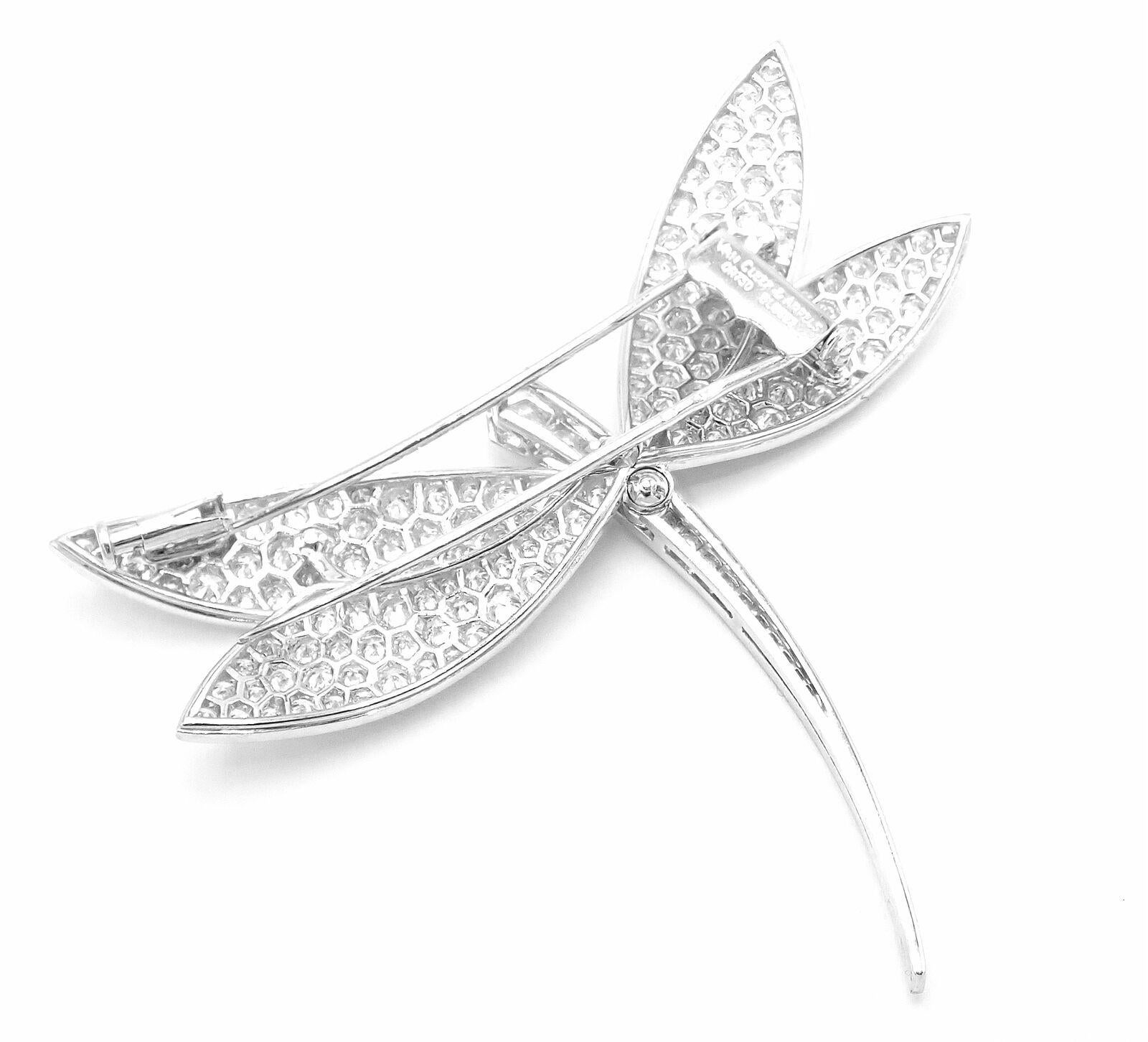Van Cleef & Arpels Dragonfly Diamond Large White Gold Pin Brooch 4
