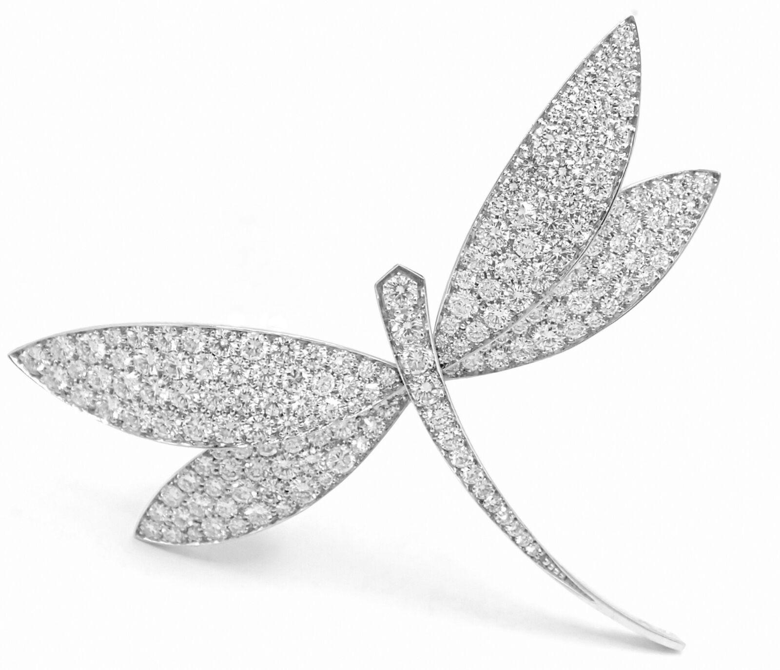 Van Cleef & Arpels Dragonfly Diamond Large White Gold Pin Brooch In Excellent Condition In Holland, PA