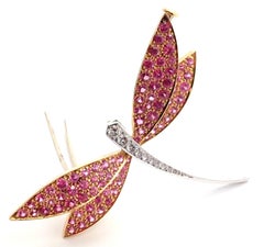 Van Cleef & Arpels Broche libellule en or blanc avec diamants et saphirs roses