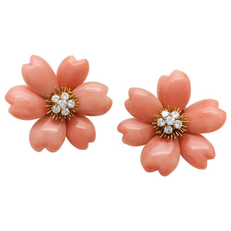 Van Cleef & Arpels Earrings, "Rose De Noël" Coral Collection