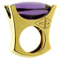 Van Cleef & Arpels Electra Amethyst Diamond 18k Yellow Gold Ring