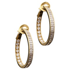 Van Cleef & Arpels Elegant Pair of Diamond and 18ct Gold Large Hoop Earclips