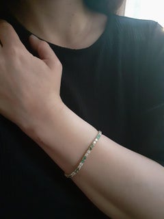 Van Cleef & Arpels Emerald and Diamond Line Bracelet 18 Karat Yellow Gold