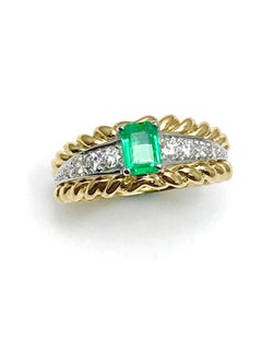 Van Cleef & Arpels Emerald and Diamond Platinum and Yellow Gold Ring