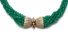 Van Cleef & Arpels Collier ras de cou en perles d'émeraude et diamants