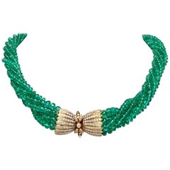 Van Cleef & Arpels Emerald Beads Diamond Choker Necklace