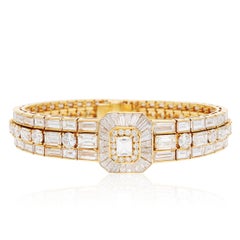 VAN CLEEF & ARPELS Emerald Cut, Baguette and Round Diamond Bracelet