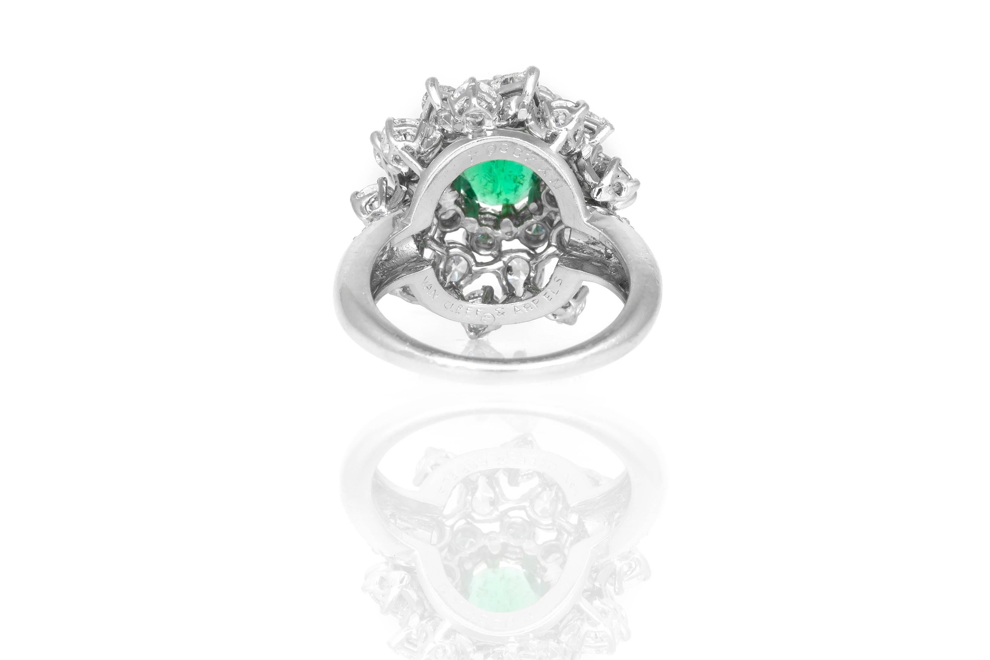Women's Van Cleef & Arpels Emerald Diamond Cluster Ring