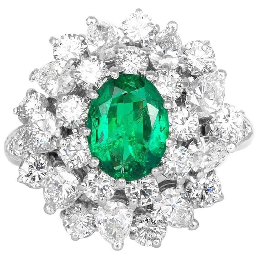 Van Cleef & Arpels Emerald Diamond Cluster Ring