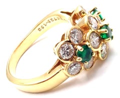 Van Cleef & Arpels Emerald Diamond Fleurette Flower Yellow Gold Band Ring