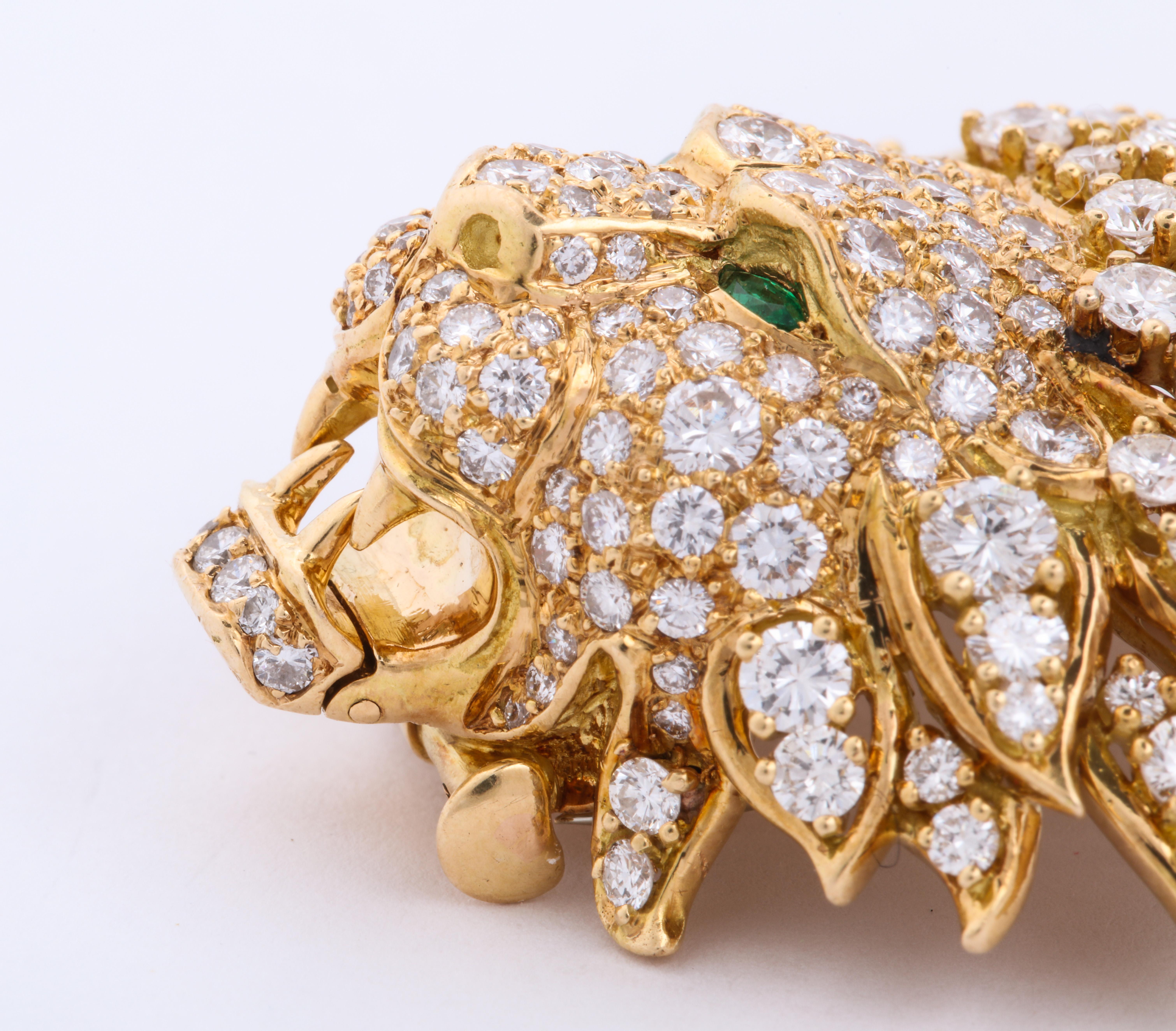 Van Cleef & Arpels Emerald Diamond Lion Pin or Pendant 1