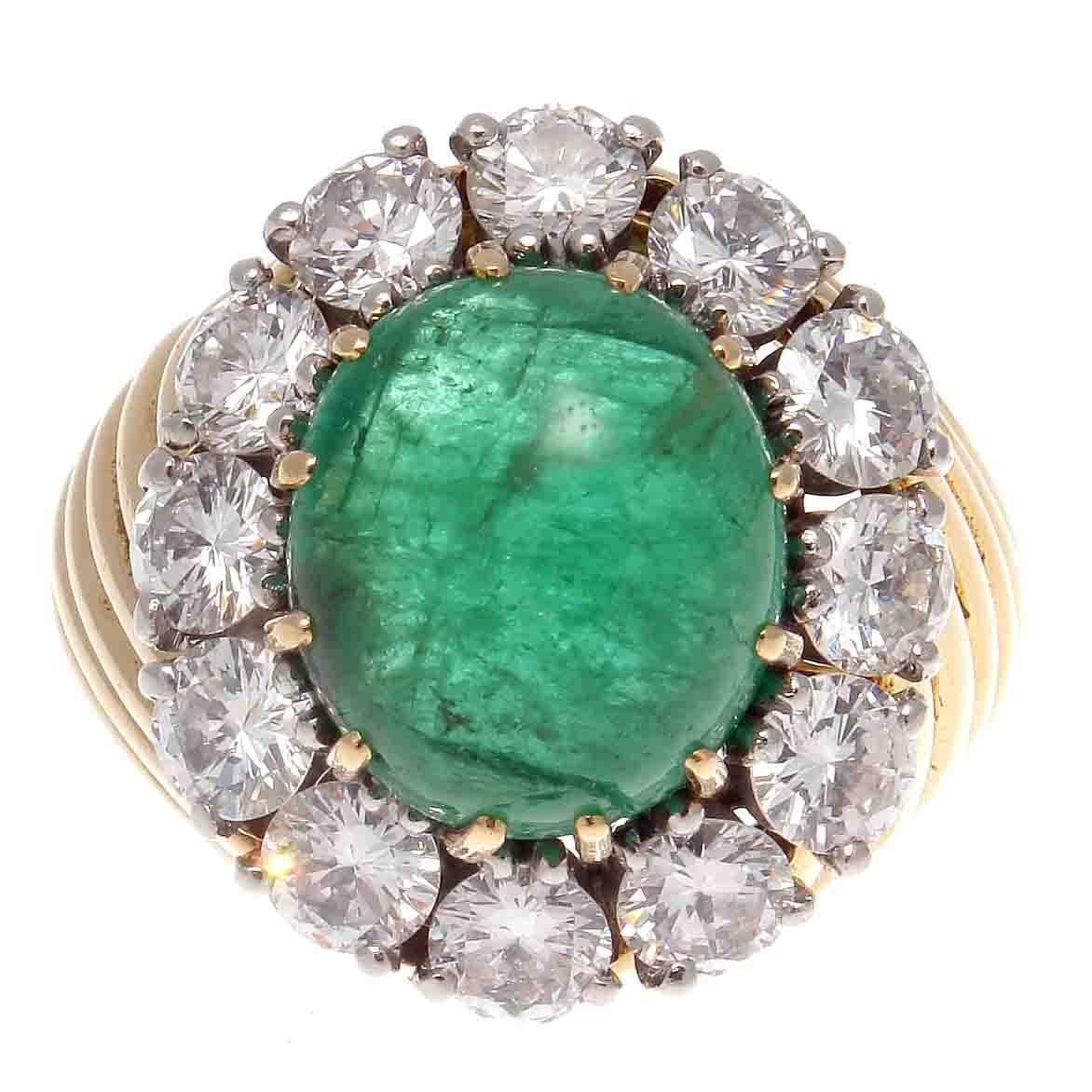 Van Cleef & Arpels Emerald Diamond Platinum Gold Ring