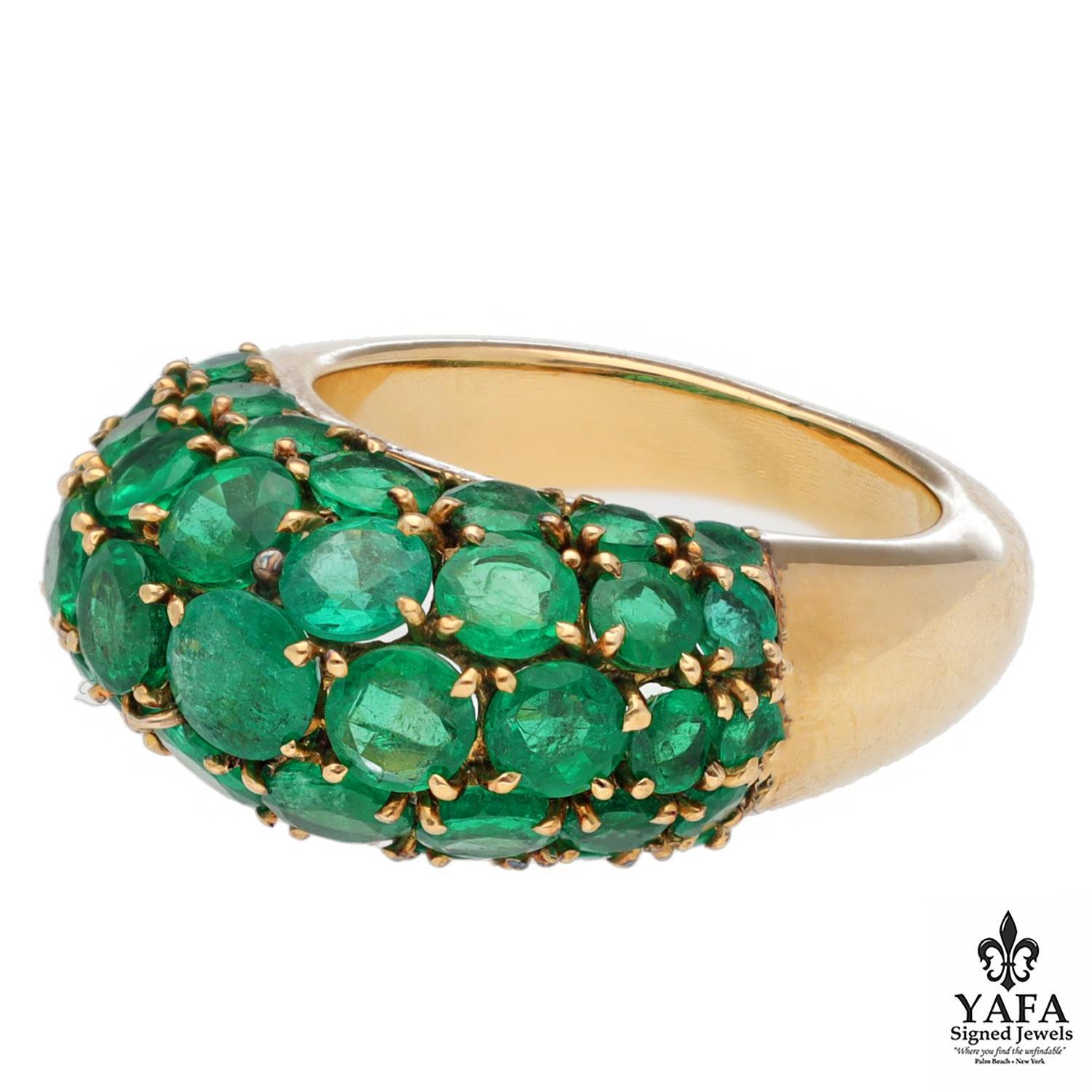 Round Emerald Dome Ring
18K Yellow Gold
French Assay Marks
Signed - Van Cleef & Arpels