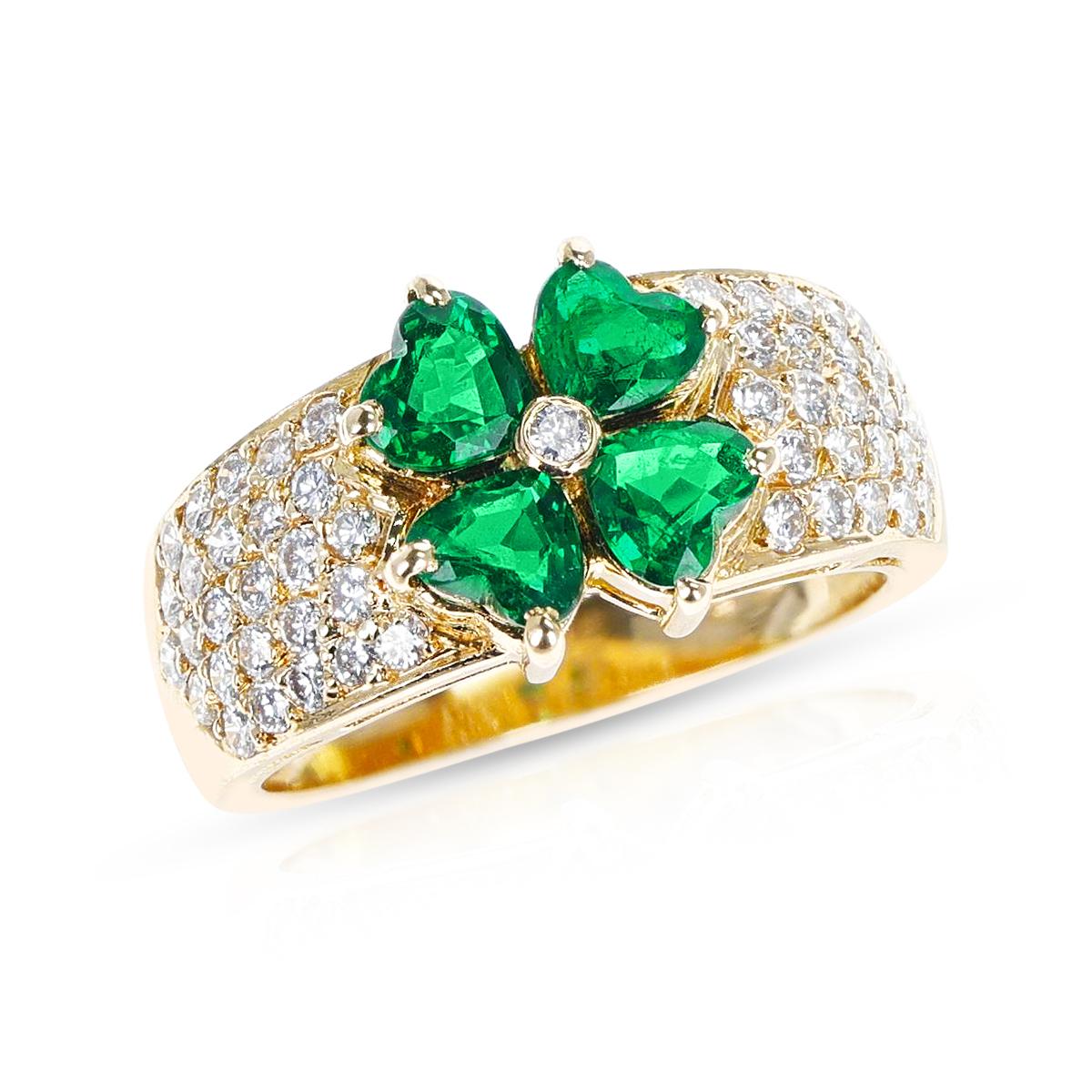 Van Cleef & Arpels Ring mit Smaragdherzen und runden Diamanten im Zustand „Hervorragend“ in New York, NY