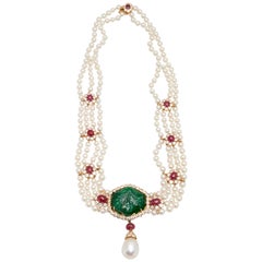 Van Cleef & Arpels Emerald Pearl Ruby Necklace